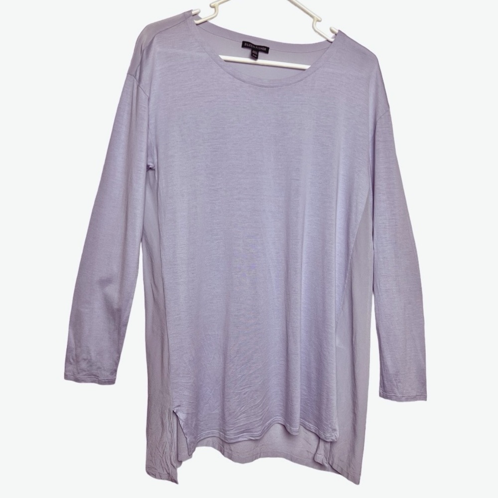 Eileen Fisher Hyacinth Silk Back Cotton Front Tunic Medium